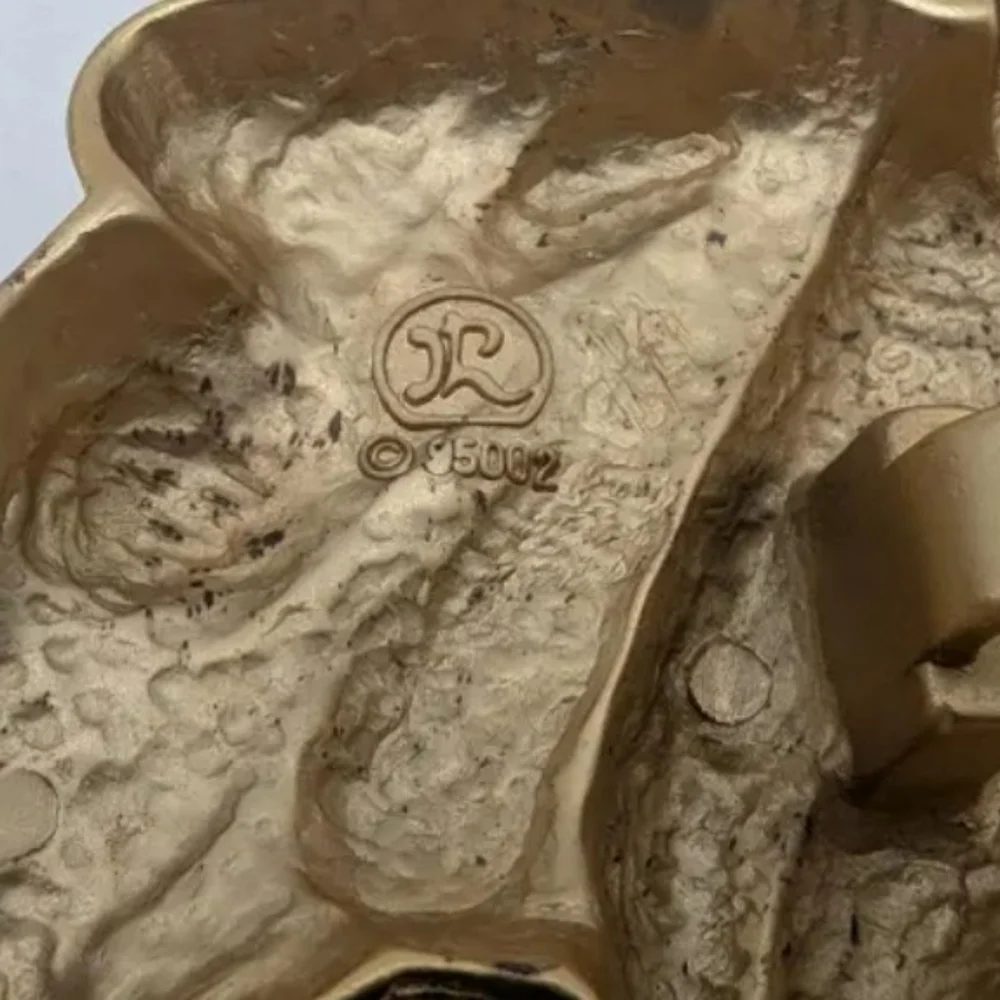 Vtg Doreen Ryan Belt Buckle Gold Double Horses Stallion Heads Equestrian Western